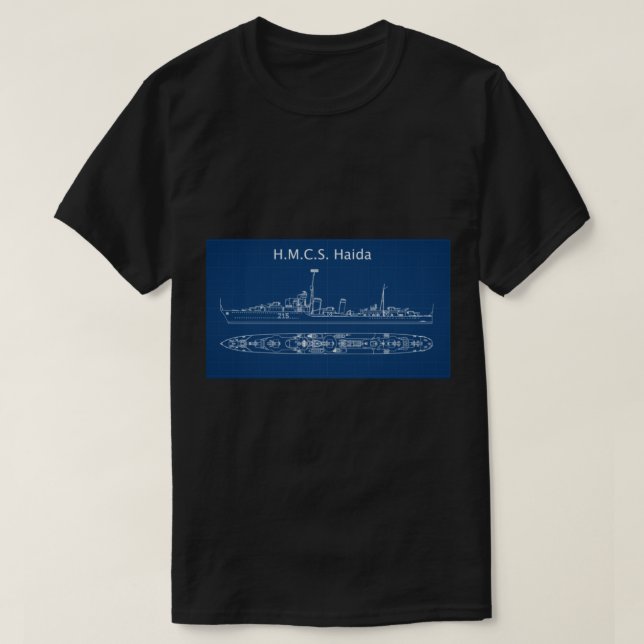 Camiseta Destruidor da 2ª Guerra Mundial HMCS Haida (Frente do Design)