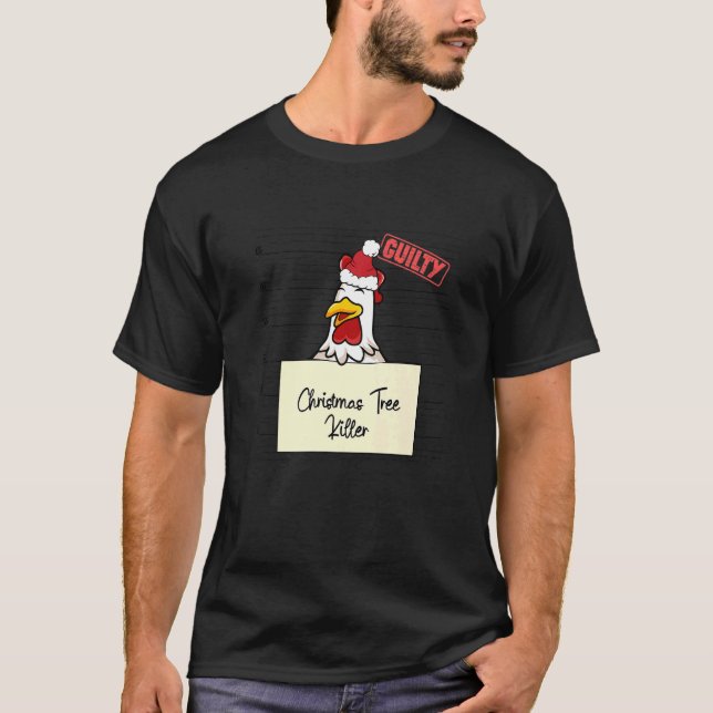 Camiseta destruidor de árvore de Natal  Frango (Frente)