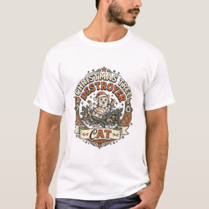Camiseta Destruidor de Árvore de Natal Gato Destrói Árvore