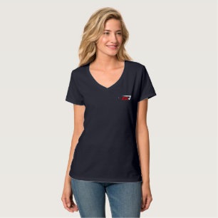 Camiseta Desvio   Pescoço-V feminino