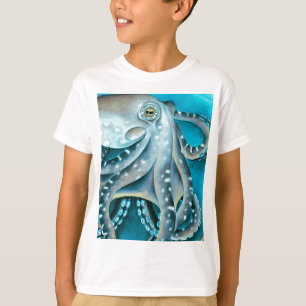 Camiseta Detalhe da Cor da Água Azul do Octopus