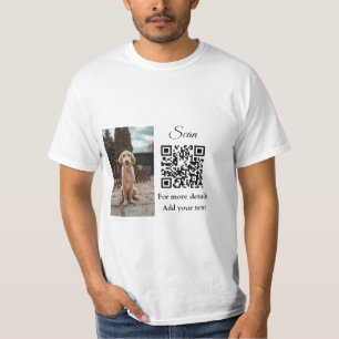 Camiseta Detalhes simples do nome do animal código QR adici