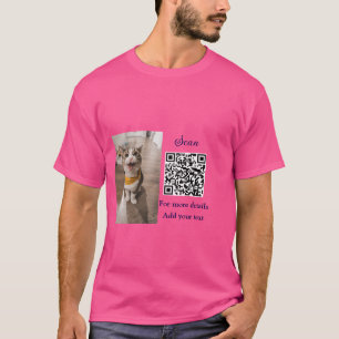 Camiseta Detalhes simples do nome do animal QR código adici
