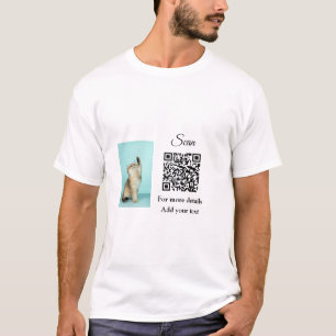 Camiseta Detalhes simples do nome do animal QR código adici