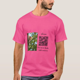 Camiseta Detalhes simples do nome do animal QR código adici