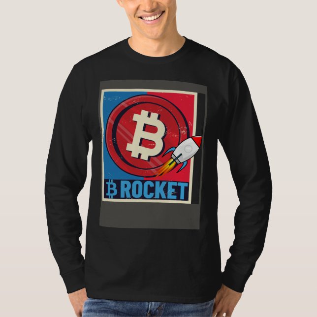 Camiseta Detentor de Bitcoin Foguete de Bitcoin Curso Explo (Frente)