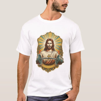 Camiseta Determinado Jesus Haltere Pesado de Ferro Levantam