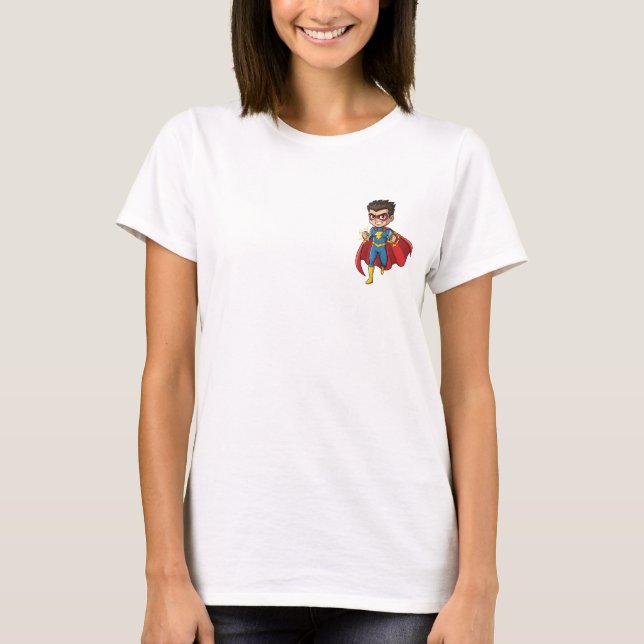 Camiseta Determined Cartoon Superhero Boy Running (Frente)
