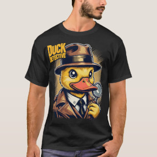 Camiseta Detetive de Pato Retroativo em Linhas Amarelas Des