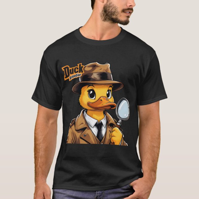 Camiseta Detetive Duck na Casaco de Trench Brown (Frente)
