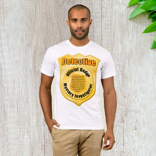 Camiseta Detetive Oficial Crachá Mistério Investigador
