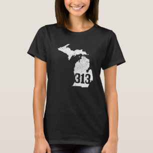Camiseta Detroit 313 Area Code Michigan - Mapa do Orgulho E