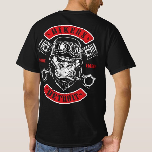 Camiseta Detroit Biker Motorrad Chopper Gorilla (Verso)