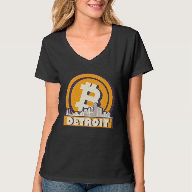 Camiseta Detroit Bitcoin Maximalist  Bitcoin Detroit Skylin (Frente)