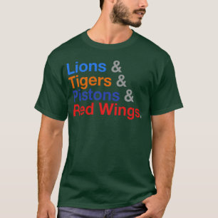 Camiseta Detroit Esportes Lionsigers Pistons Asas Vermelhas