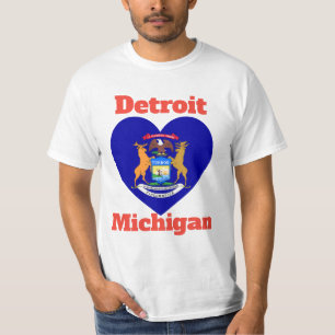 Camiseta Detroit Michigan Heart Flag