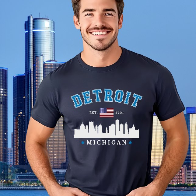 Camiseta Detroit Michigan Skyline City - Souvenir Detroit (Criador carregado)