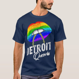Camiseta Detroit Queen LGBTQ Orgulho gay Rainbow Flag