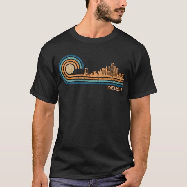 Camiseta Detroit Skyline Retro Detroit Fan Michigan Detroit (Frente)