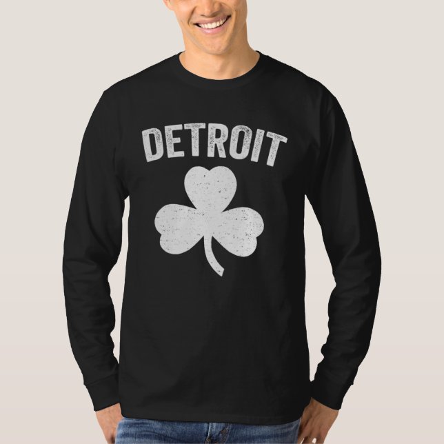 Camiseta Detroit St Patrick s Day Parade Irish Shamrock Cut (Frente)