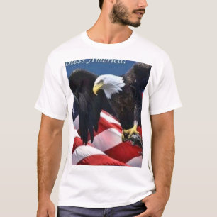 Camiseta Deus Abençoe a Águia Careca Americana e a Bandeira