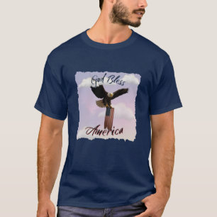 Camiseta "Deus Abençoe a América" Águia Careca em Voo com B