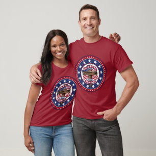 Camiseta Deus Abençoe a América Bandeira Cruz Rústica 1776-