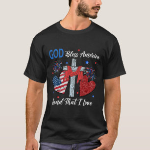 Camiseta Deus Abençoe a América Coração Cristão Cruz Jesus
