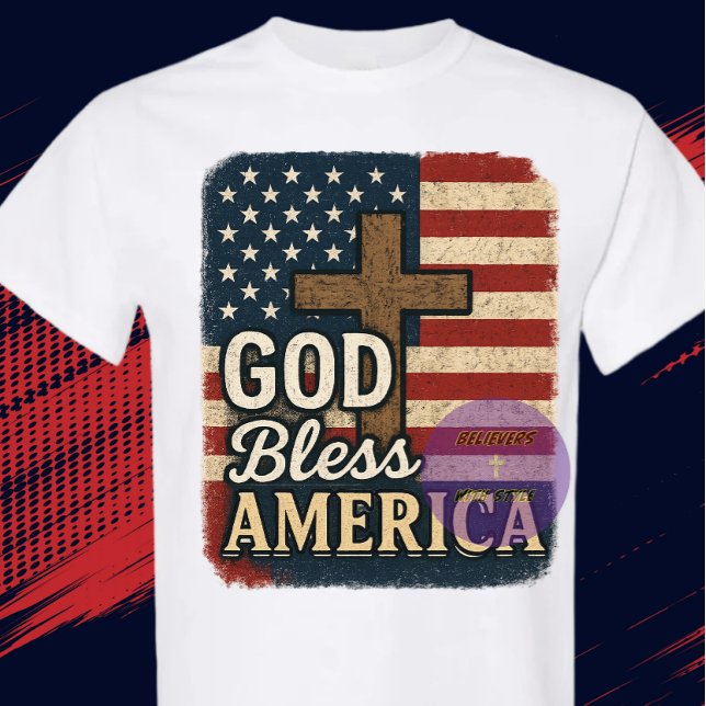 Camiseta DEUS Abençoe a América - Cristão (Criador carregado)