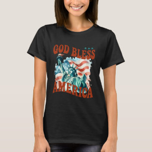 Camiseta Deus Abençoe a América Estátua da Liberdade Patrió