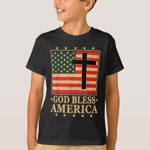 Camiseta Deus Abençoe a América Jesus Cruz Cristã Deus Bíbl