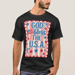 Camiseta Deus Abençoe a América Retro Bandeira EUA Cristão