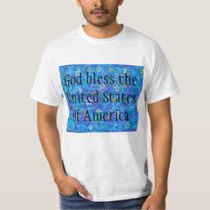 Camiseta deus abençoe abstrato de arte das estrelas azuis 