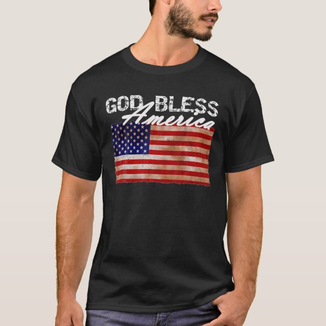 Camiseta Deus abençoe América - Bandeira T Shirt (Frente)