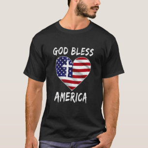 Camiseta Deus abençoe America Flag Faith Cross 1