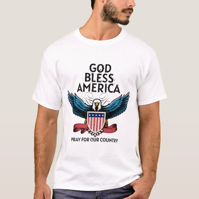Camiseta Deus abençoe America Mens (Frente)