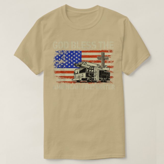 Camiseta Deus abençoe Americano de Bombeiros - América (Frente do Design)