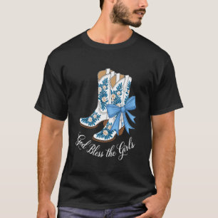 Camiseta Deus Abençoe As Meninas Botas Brancas De Cowgirl W