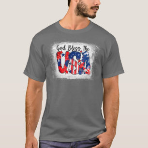 Camiseta Deus abençoe Branqueado A Bandeira Americana 4° De
