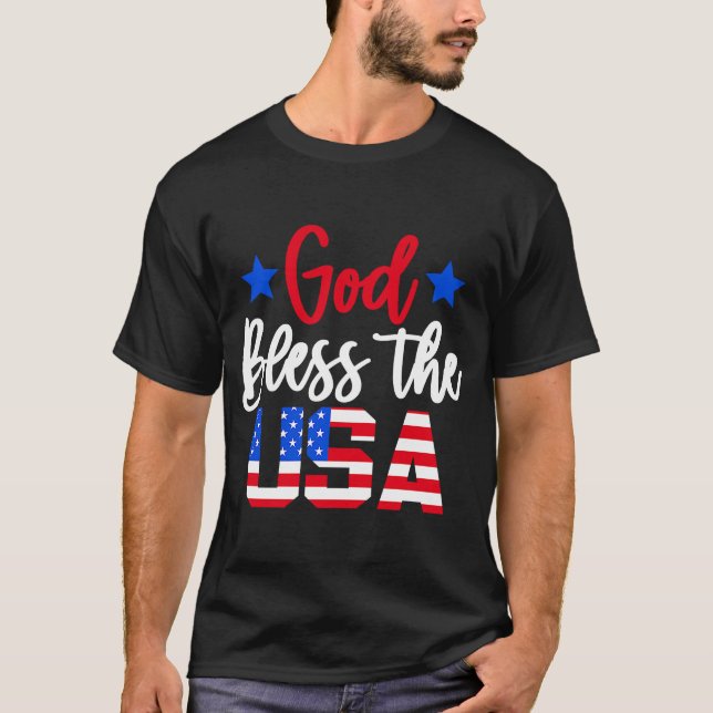Camiseta Deus abençoe Da Bandeira Americana Do Dia 4 De Jul (Frente)