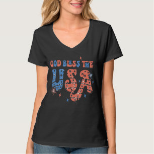 Camiseta Deus abençoe Da Bandeira Americana Patriótica 4º D