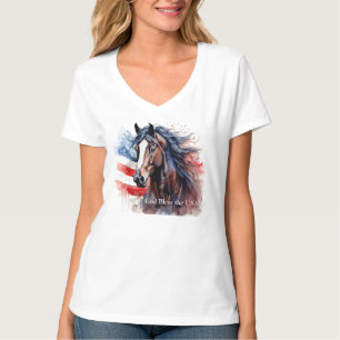 Camiseta Deus abençoe do Cavalo Patriótico dos EUA