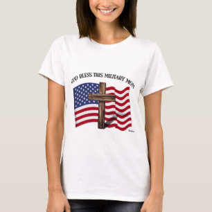 Camiseta DEUS ABENÇOE ESTA MÃE MILITAR cruz rústica & bande