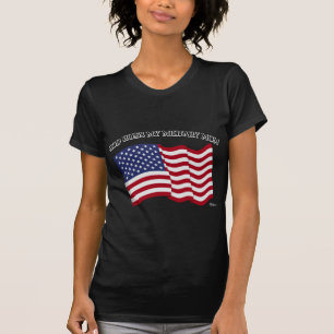 Camiseta DEUS ABENÇOE MINHA MÃE MILITAR com bandeira dos EU