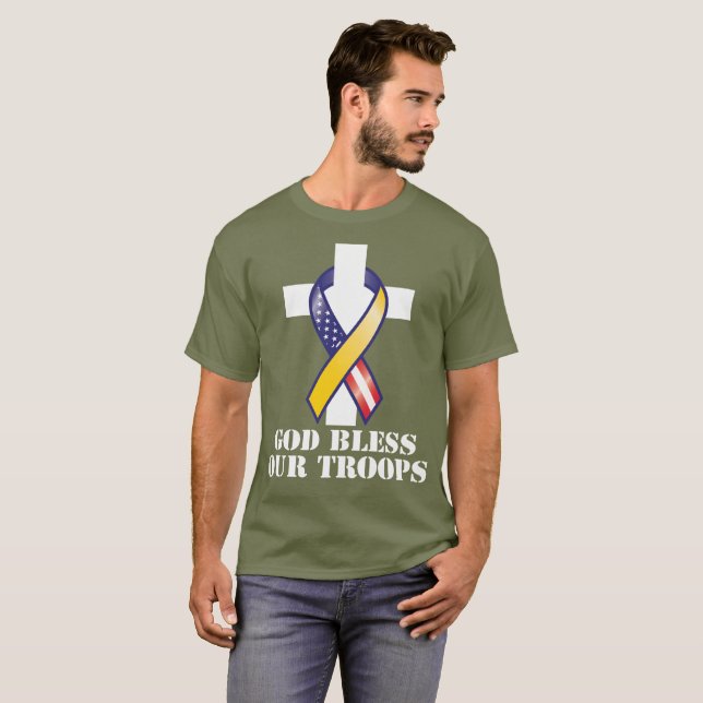 Camiseta Deus abençoe nossas tropas (Frente Completa)
