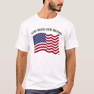 Camiseta Deus abençoe nossas tropas com bandeira dos E.U.