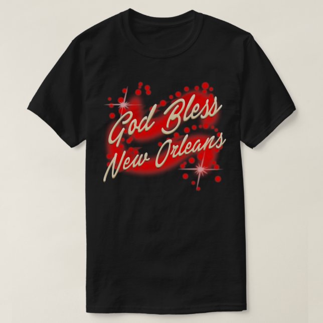 Camiseta Deus abençoe Nova Orleans Versão Vermelha TSirt (Frente do Design)