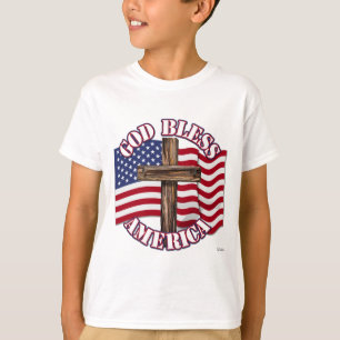 Camiseta Deus Abençoe o Americano com Bandeira dos EUA e Cr