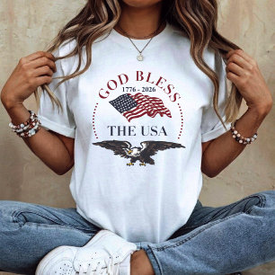 Camiseta Deus Abençoe os EUA – Águia Patriótica 1776–2026