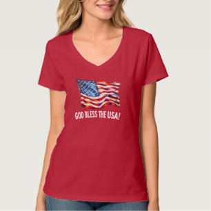 Camiseta Deus Abençoe os EUA Arte de Bandeira Americana Ace